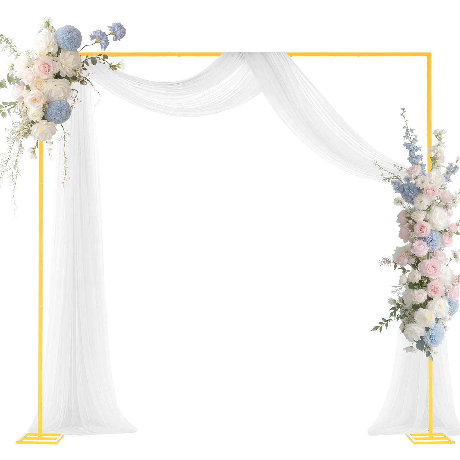 Elegant Arch Backdrop Stand 8 x 8 Ft Square Gold Metal Frame For Wedding Reception Decor, Stable Construction, Easy Assembly, Versatile Backdrop For Parties, Birthdays, Graduations, Holidays, And Ceremonies