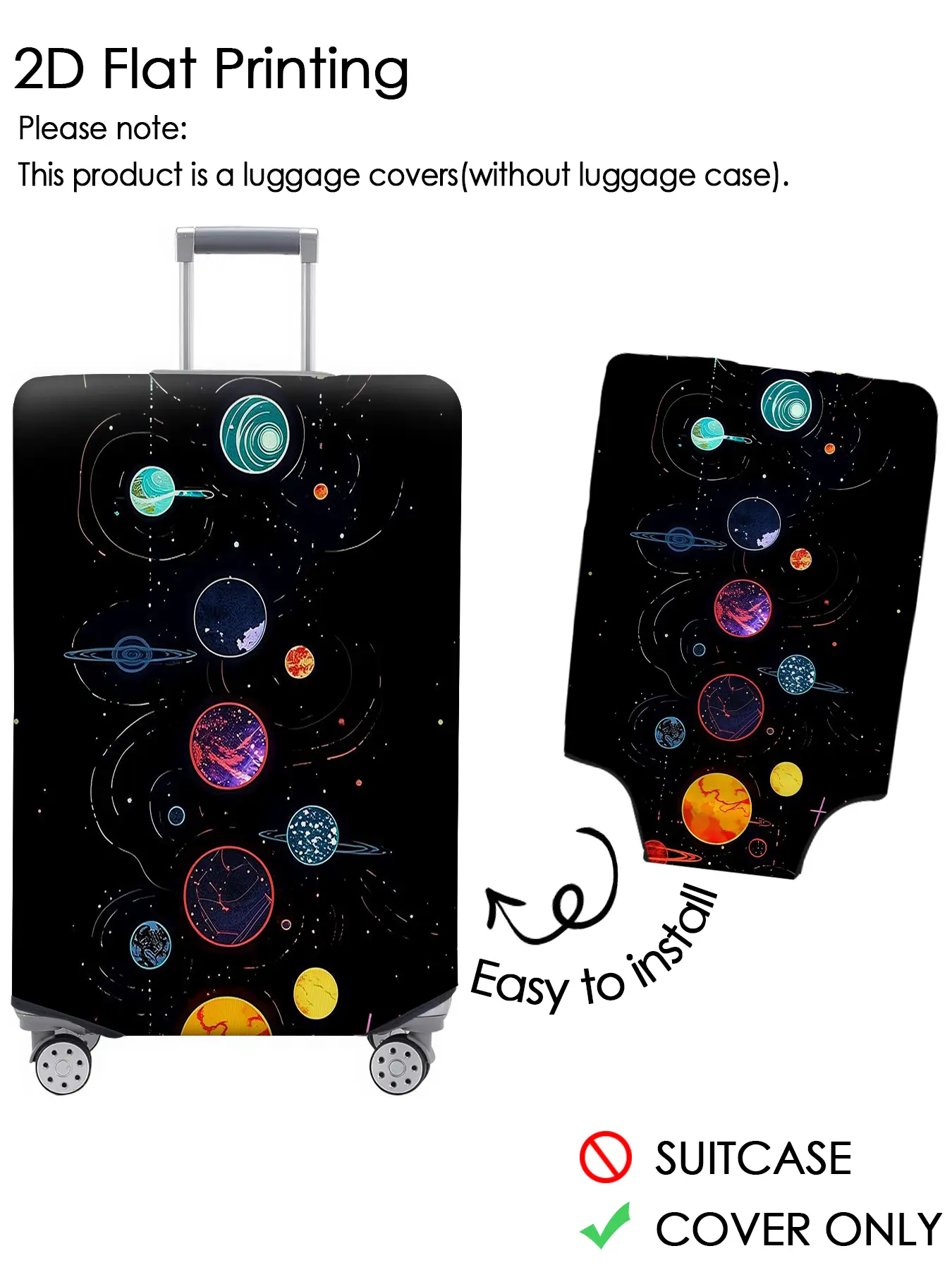 Vertical colorful planet starry sky luggage cover, luggage dust cover, dust-proof, scratch resistant, personalized pattern not easily confused, suitable for 18-32 inch luggage, essential travel accessory