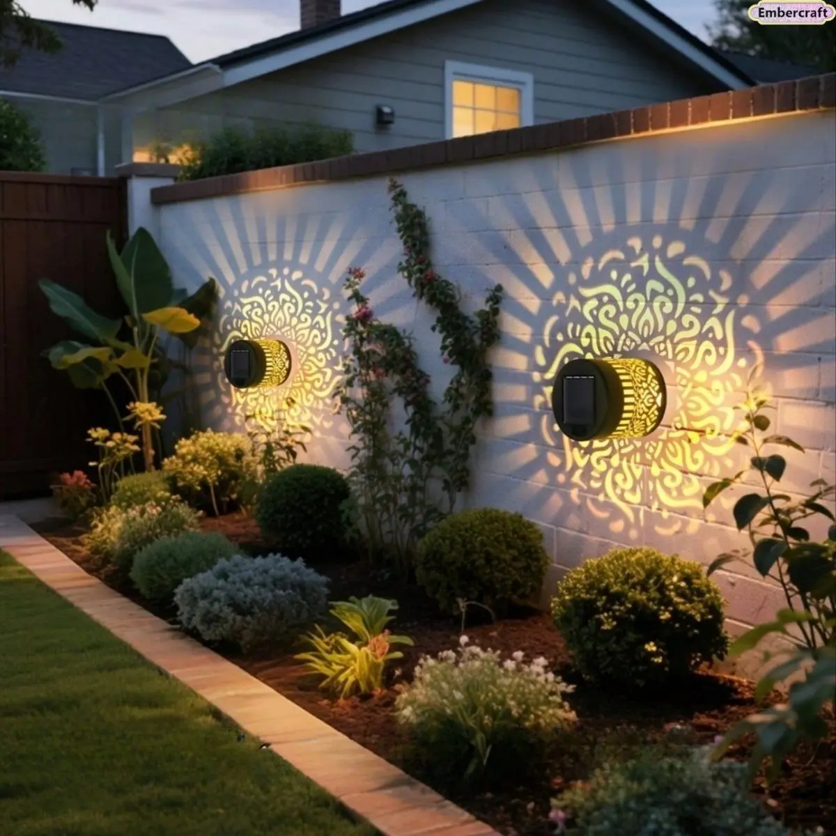 Solar Wall Lamp with Sunflower Mandala Pattern, Waterproof Accent Lighting with Warm LED Glow for Outdoor Patio, Deck, and Fence, Solar Outdoor Lights, Backyard Decor, Outdoor Spaces