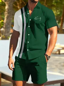 Men's 3D Short Sleeve Shirt and Shorts Set, Summer Printed Casual, Quick-Dry Fabric, Beach Vacation Wear, Gift for Friends
