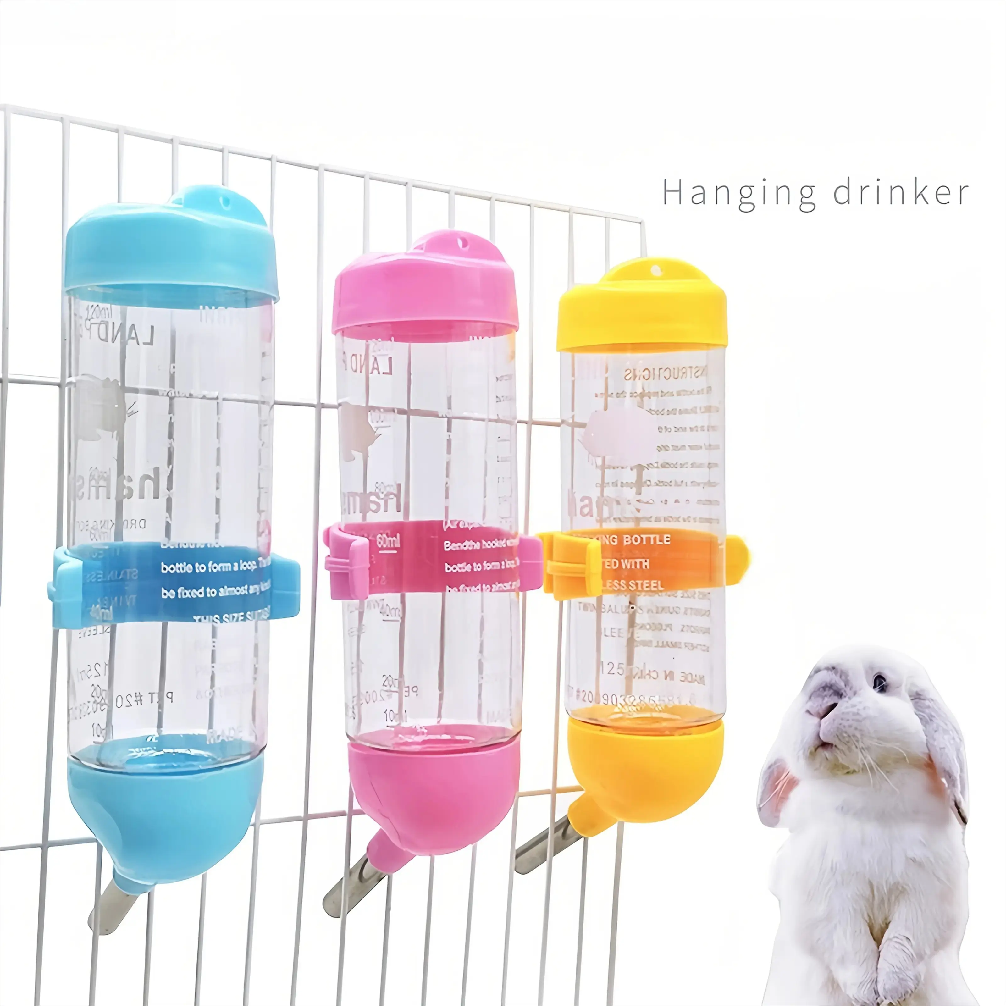 2 Pack 125ML Automatic Pet Water Bottles, Hanging Leak-Proof ABS Plastic & Stainless Steel Dispenser for Hamsters, Rabbits, and Guinea Pigs