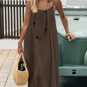 2026 New Arrival Women’s Backless Spaghetti Strap Loungewear Dress | Loose-Fit Cozy Home Essential