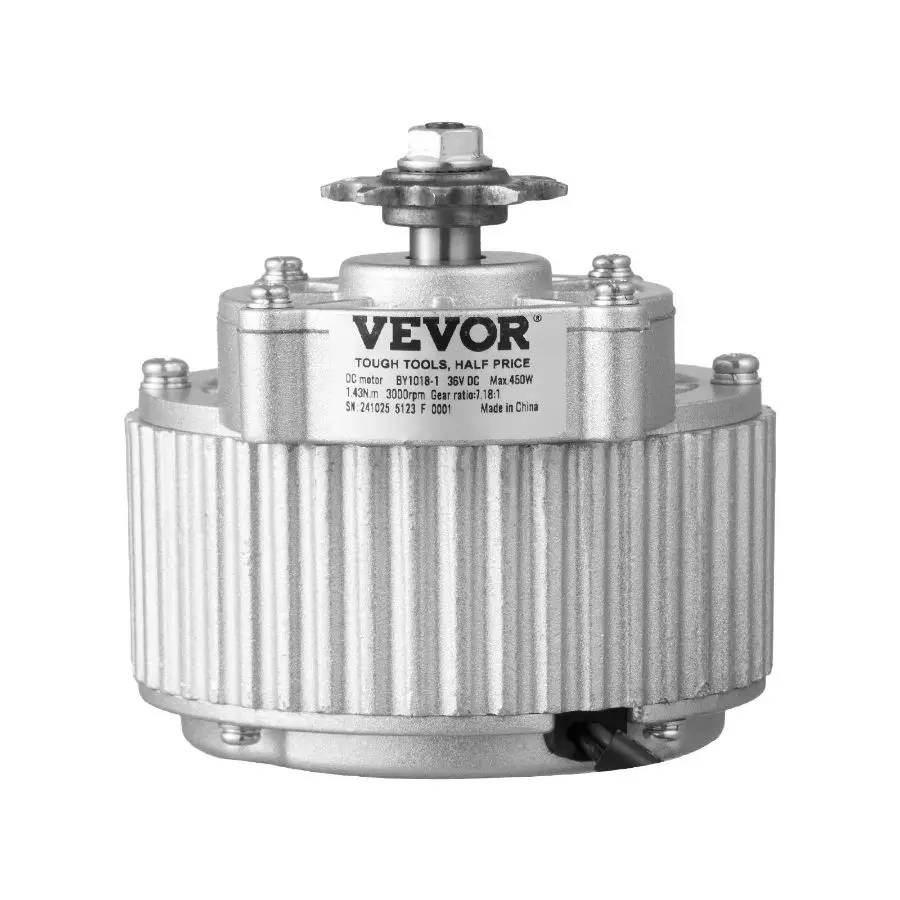 VEVOR 450W Brushed DC Electric Motor Kit - 36V 3000rpm Motor, Upgraded Speed Controller, Thumb Throttle for Go Karts, E-Bikes, Scooters, Scooter, Brushed Dc Motor