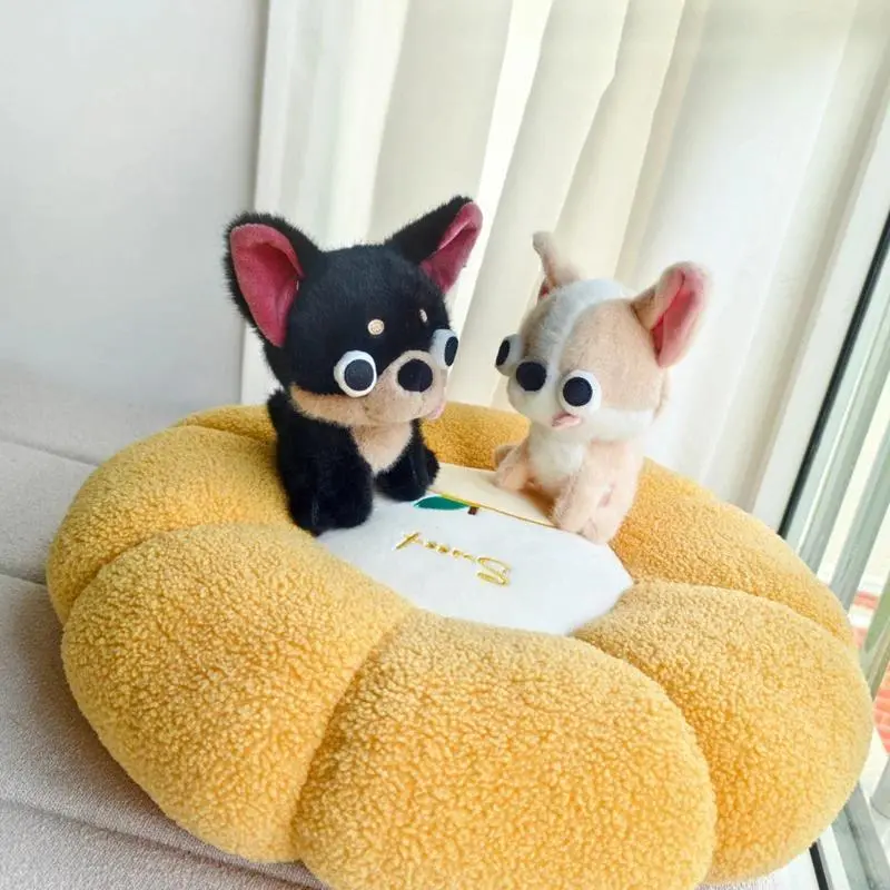 15cm Simulation Cute Pet Chihuahua Plush Doll Big Eyes Stick Out Tongue Dog Animal Stuffed Toy Home Decoration Gift For Children