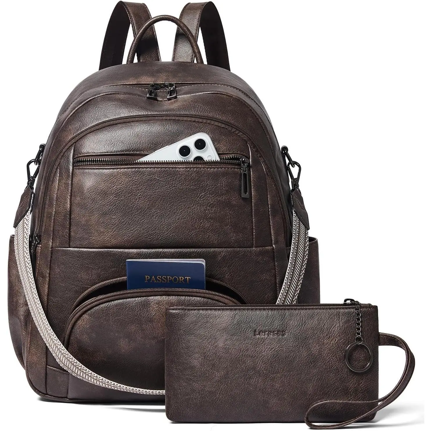 35L Backpack Purse for Women Men Vegan Leather Backpack College  Work Business Teacher Backpack Fashion Travel BackpackCoffee