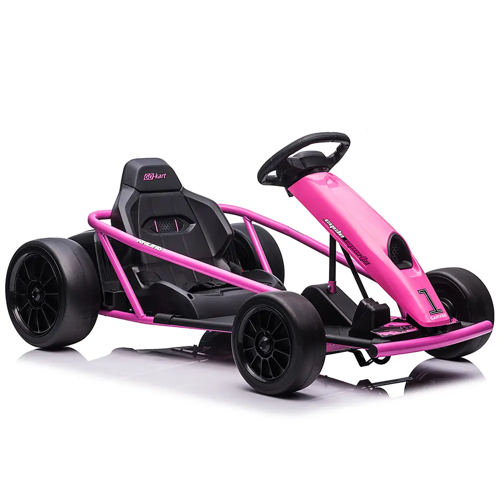 Garvee 24V Kids Electric Go Kart – Dual 300W Motors, Up to 8MPH Drifting, Slow Start, Music & Horn, 175lbs Max Load, Four-Wheeler Motorized Ride-On for Ages 8-12, Red/Blue