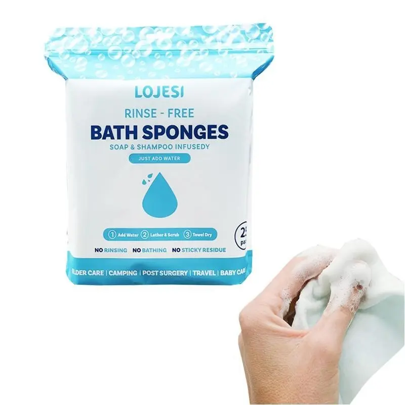 No-Rinse Bath Wipes with Soap and Shampoo, Low Allergy and Ph Balanced, Ideal for Post-Op, Seniors, Fitness, Camping, Travel, Hypoallergenic Wipes