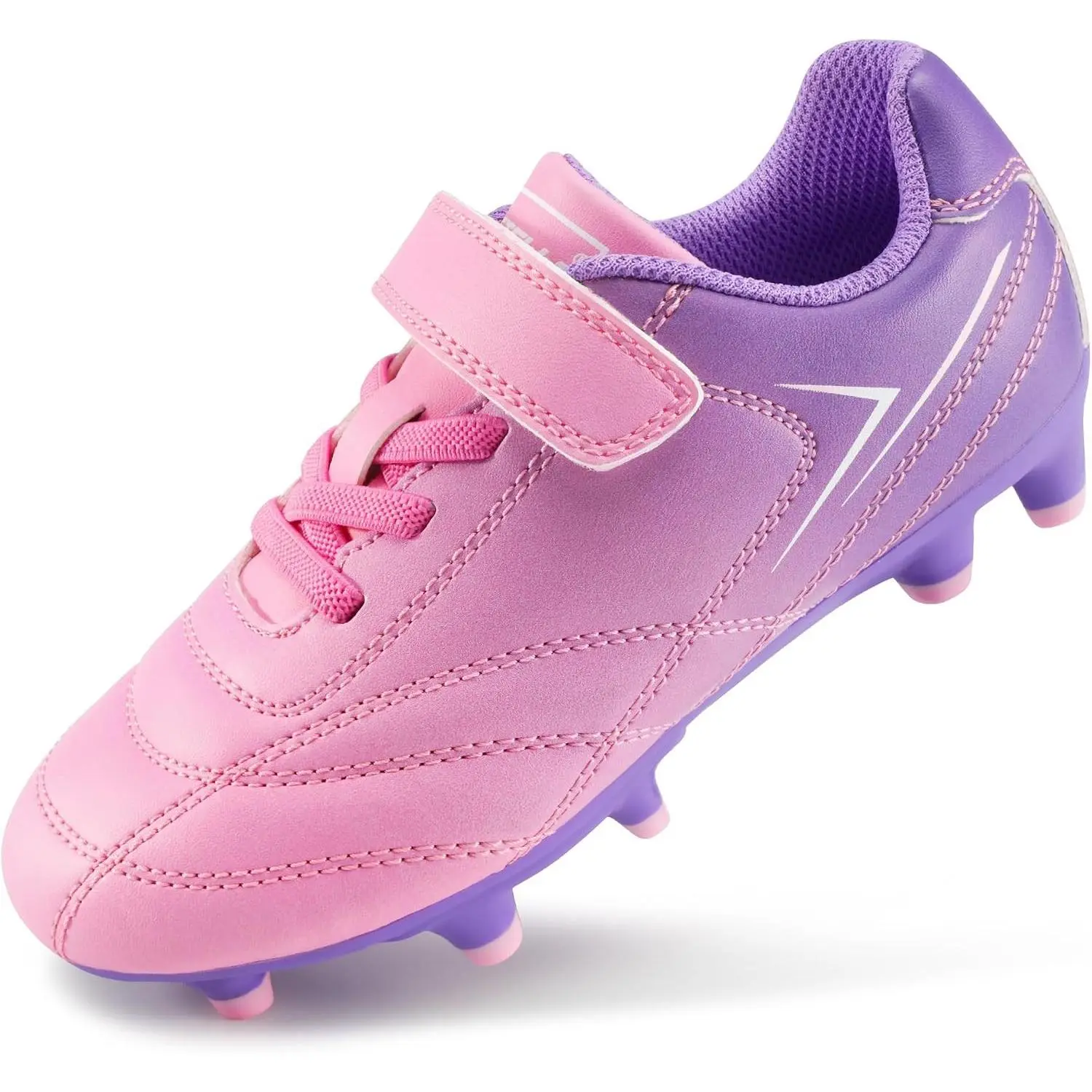Kids Girls Soccer Cleats for Training Matches Outdoor Play | Firm Ground Lightweight Lace-Up Breathable Cushioned Collar, Baseball & Softball for Little to Big KidsGift