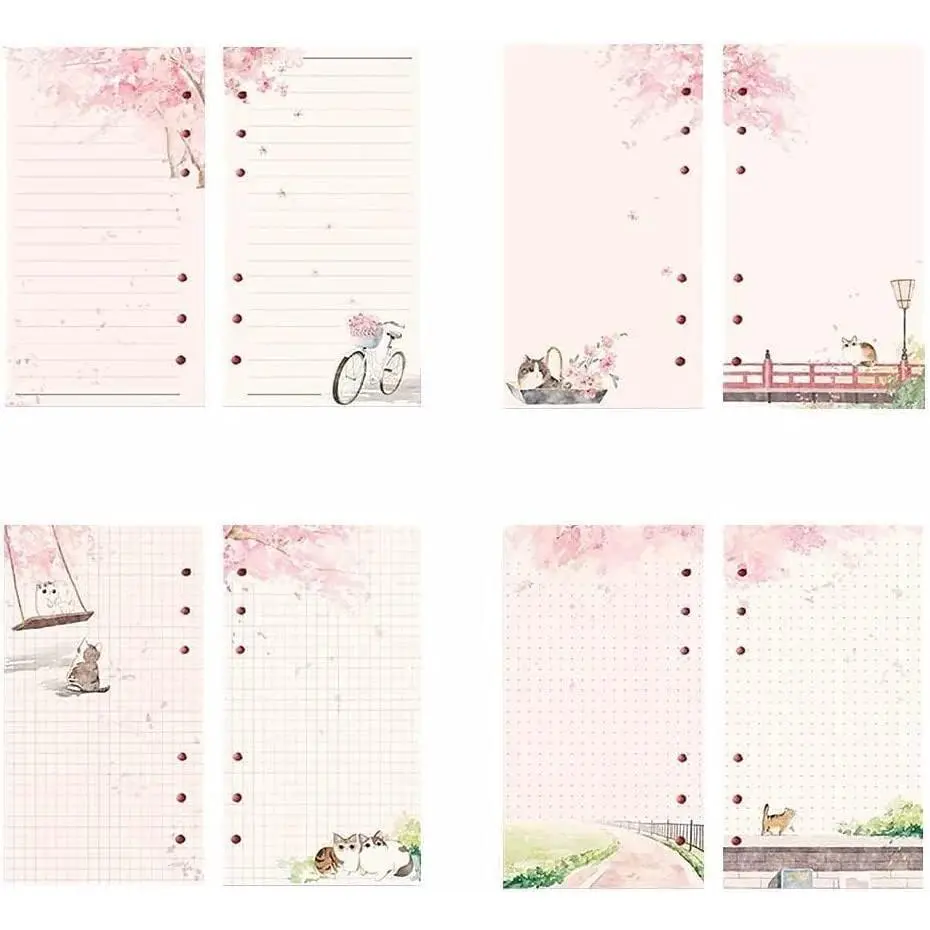 A6 Loose Leaf Paper, 80 Sheets, 6-Hole Notebook Refill, PinkA6  Refill Loose Leaf Paper, 80 Sheets, 6 Hole Notebook Refill for Binders, Planners, Refills and Covers, Calendars, Planners and