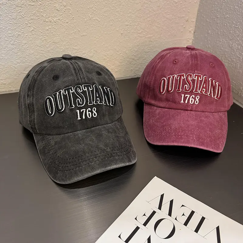 Retro Washable Pure Cotton Baseball Cap with Letter Embroidery, Adjustable Unisex Streetwear Hat for Men & Women, Streetwear Hats, Pure Cotton Hats