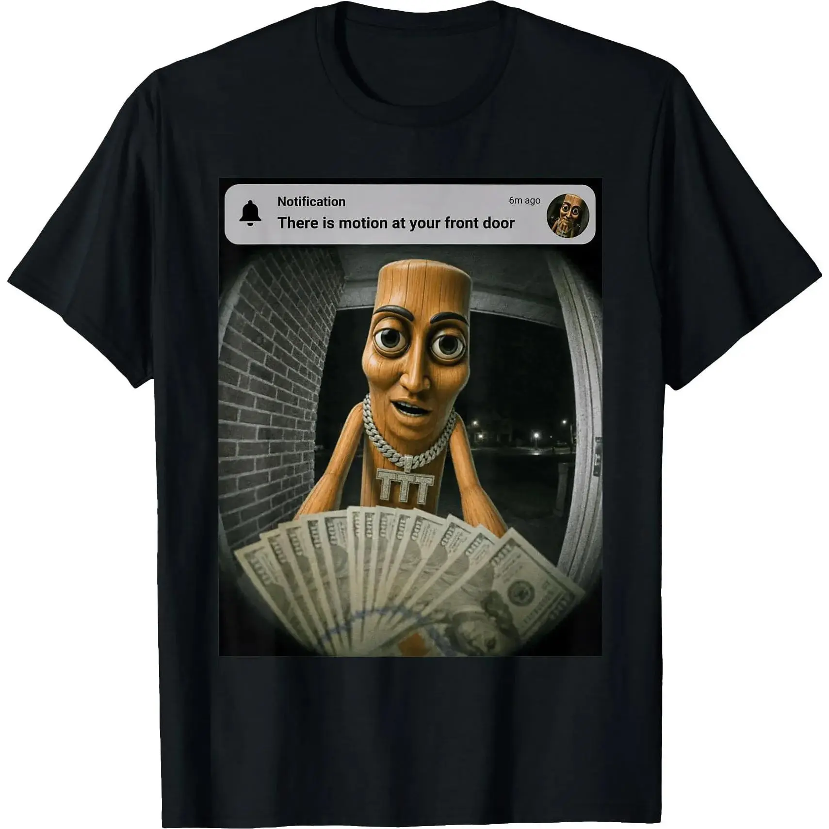 Tung Tung Tung Sahur Triple T Motion at Your Front Door Brainrot Meme T-Shirt Funny Graphic Tee