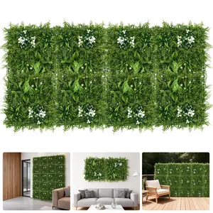 8PCS Artificial Greenery Trellis Panels, Realistic Garden Privacy Screen with Dense Foliage, Interlocking Grass Wall Panels for Indoor Outdoor Fence, Patio, Balcony, Wall Decor
