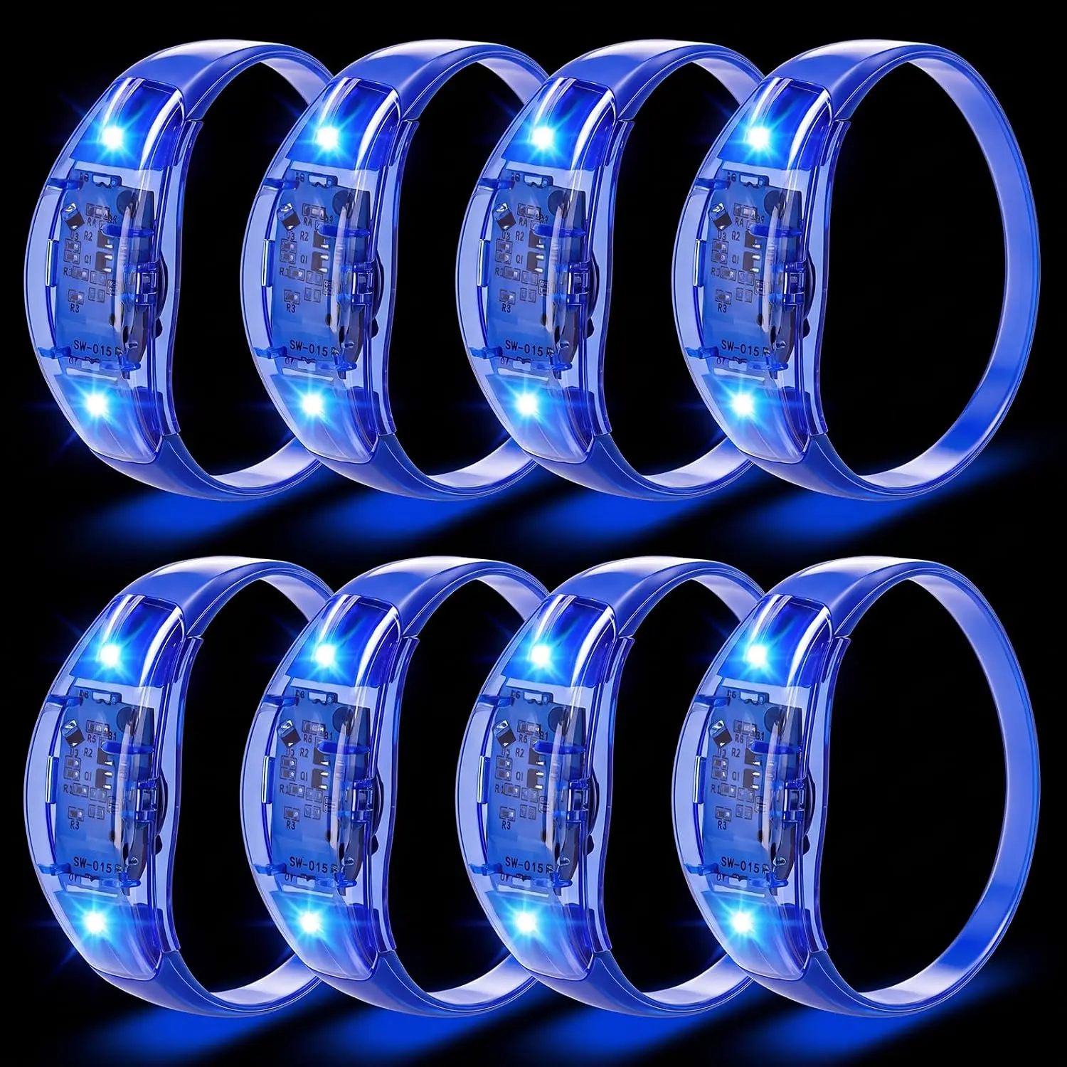 8 count LED Glow Bracelets Sound Activated Light up Bracelets  Wristbands for Concerts  Festivals Raves Birthday Party Favors