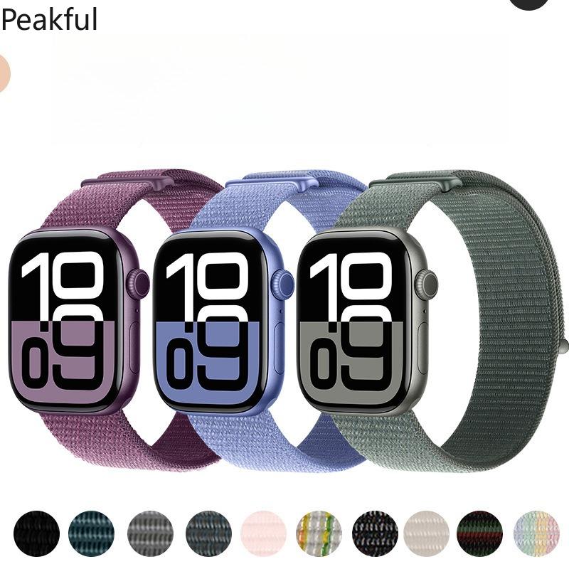 For Apple iwatch11 Watch Strap Two-Section Nylon Loop Strap Ultra3 Braided Strap