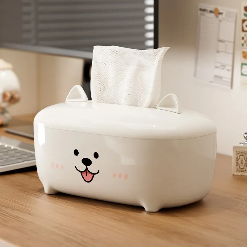 Cartoon Animal Paper Towel Holder, Cute Bear Pig Deer Desktop Bathroom Dispenser, Smooth Plastic Decorative Storage Box, Multi-Scene Napkin Organizer