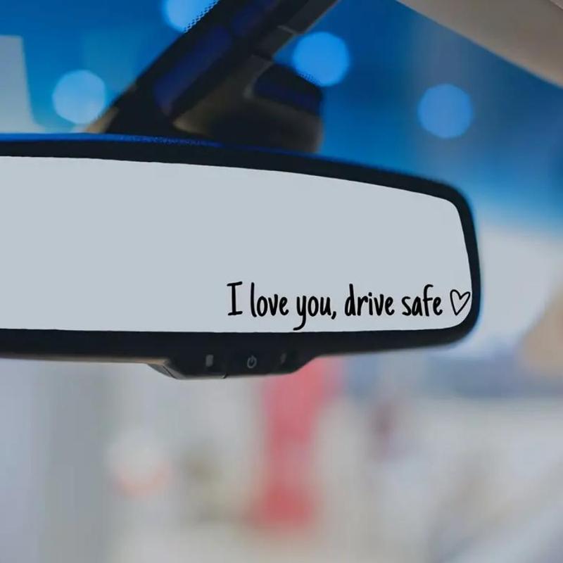 4pcs (black+white) I Love You Drive Safe Car Mirror Sticker, Car Rearview Mirror Decorative Sticker,Car Accessories for Women,Vinyl Decal