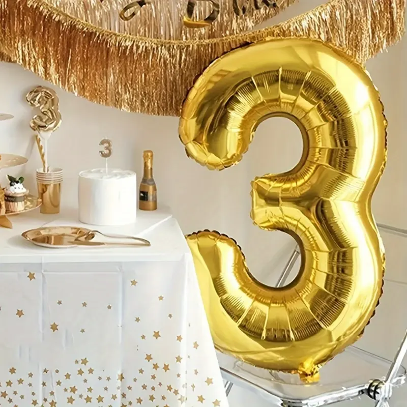 1pcs 32inch Gold Number 0-9 Birthday Party Anniversary Decoration Balloon Gold Number Aluminum Foil Balloon