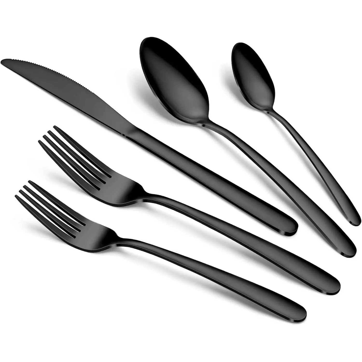 20- Black Silverware Set - Stainless Steel Silverware Set for 4, Includes Forks Spoons and , Utensil Sets for  Kitchen Restaurant, Dishwasher Safe