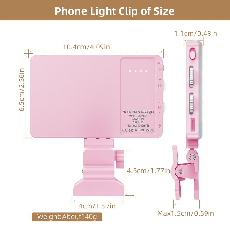 Portable Phone Selfie Light Clip, Knob Adjustable Phone Fill Light With Front Clip, 3 Light Modes Portable Selfie Light For Live Streaming Vlog, Cell Phone Light