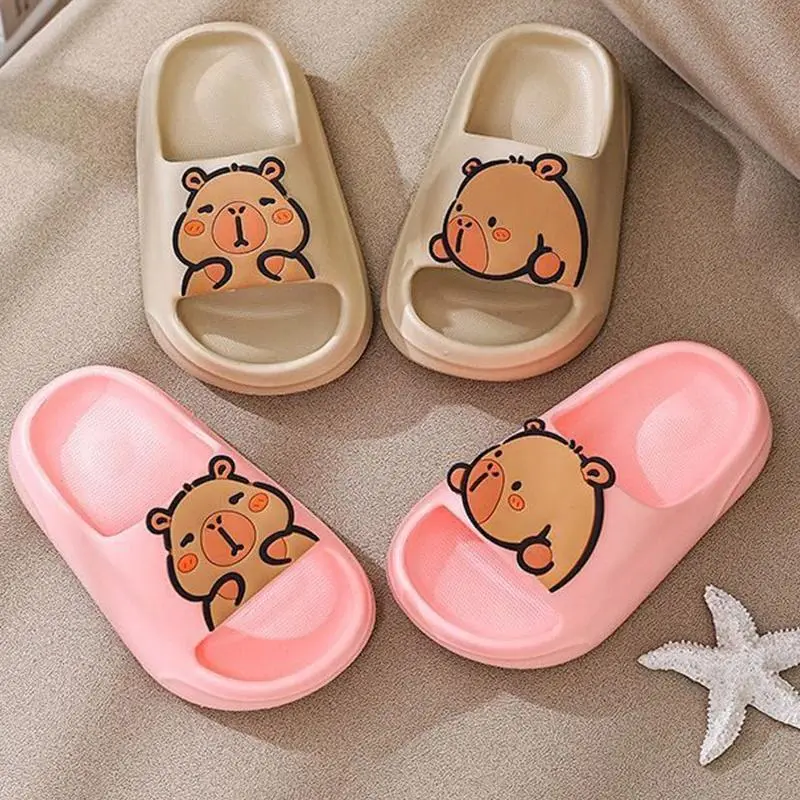 Children Slippers Boys Cute Capybara Home Slippers Summer Non Slip Soft Bottom Bathroom Slippers