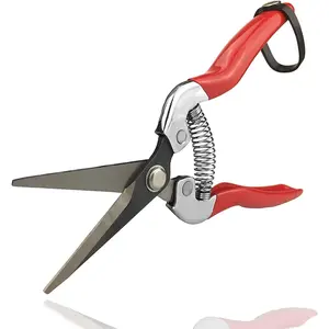 8" Professional  Titanium Bypass Pruning Shears (GPPS-1003), Hand Pruners, Garden Clippers, Bonsai Cutters (Red -Tip Pruning Snip)