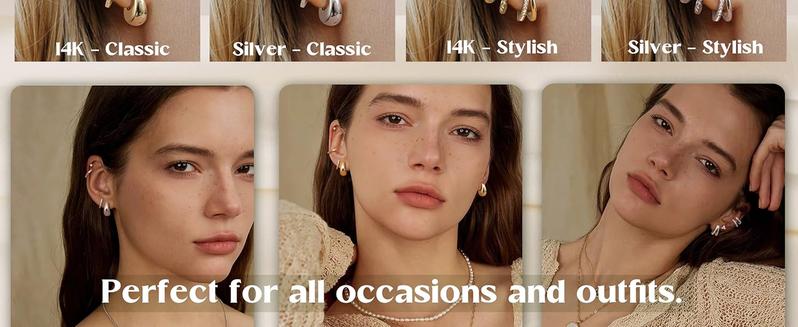 Besteel 4 Pairs Gold Plated Earrings Set for Women Hypoallergenic Huggie Hoop Earring Set for Multiple Piercing Small Dainty Helix Tragus Cartilage Flat Back Stud Earring Stacks Pack Silver