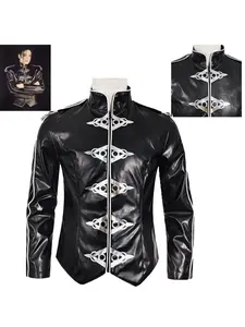 Men's Michael Jackson Cosplay Costume, Mj Stage Performance Jacket, Halloween Punk Heavy Metal Leather Coat, Daily Wear Outerwear