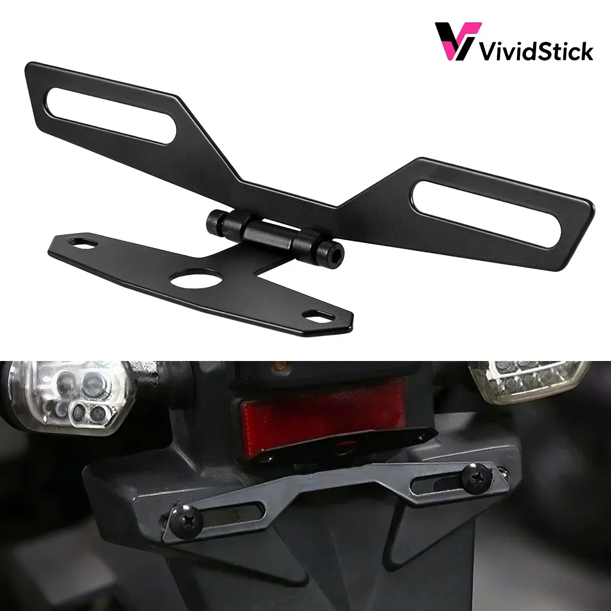 Foldable Motorcycle License Plate Holder, Rear Tail Light Bracket for Atv Off-Road Bike Skateboard, Replacement Parts