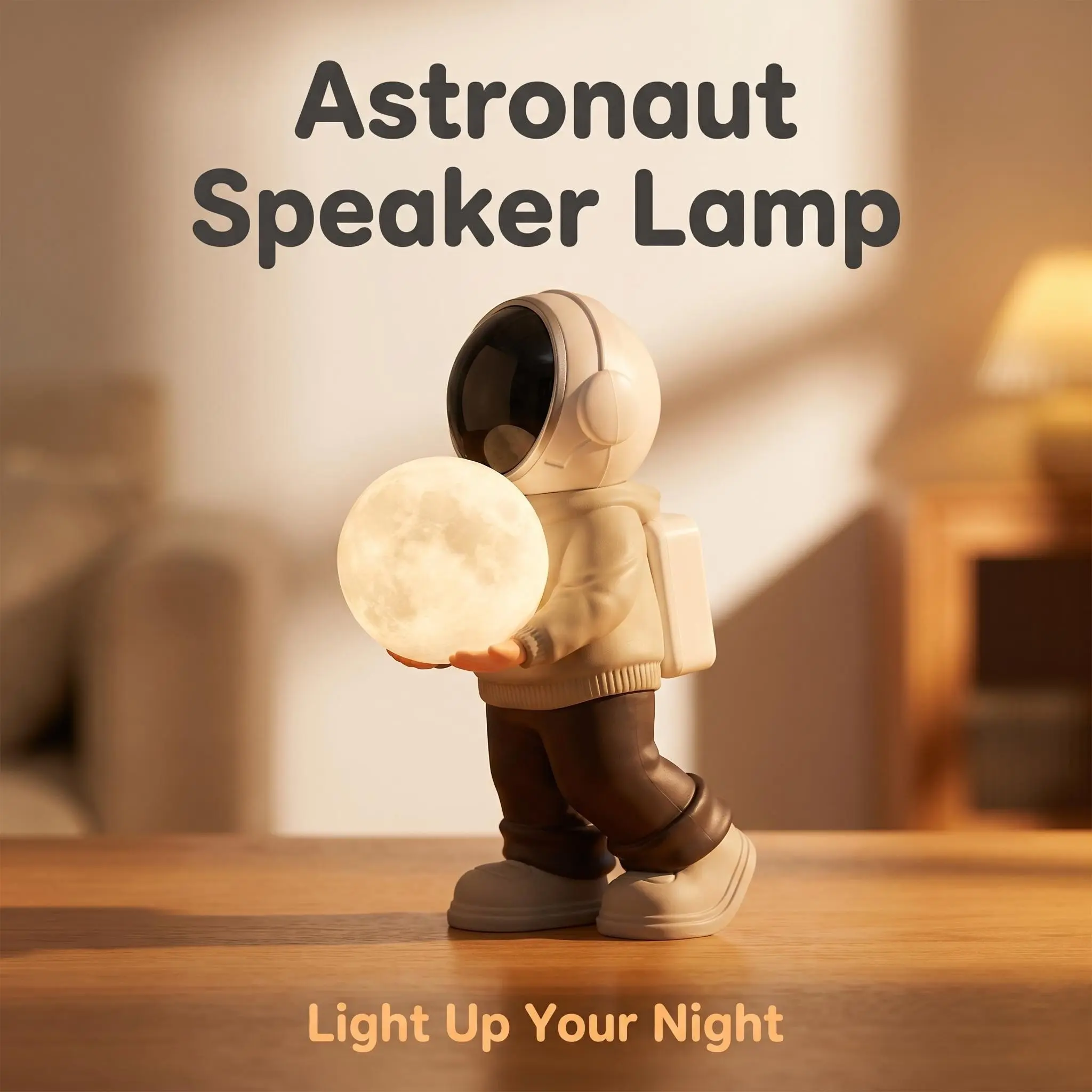 Cool Astronaut Bluetooth Speaker USB Rechargeable Glowing Planet Night Light Creative Gift For Home Bedroom Table Decoration
