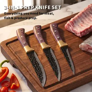 3-Piece Set Ultra-Sharp Meat Fish Bone Remover Knives, Hand-Forged Precision Cutting Tools, Essential Kitchen Utensils for Home Use