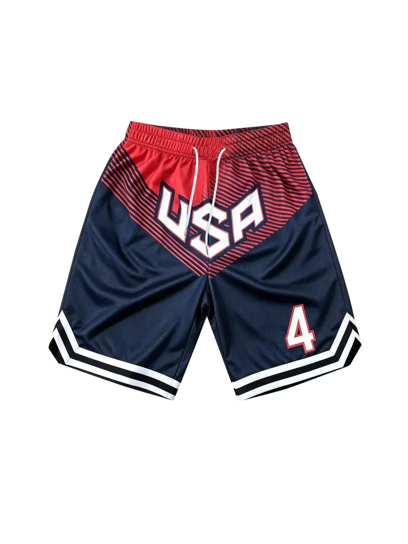 USA #4 Basketball Shorts Quick Dry Breathable Mesh Athletic Shorts Drawstring Loose Sport Gym Training Streetwear Shorts