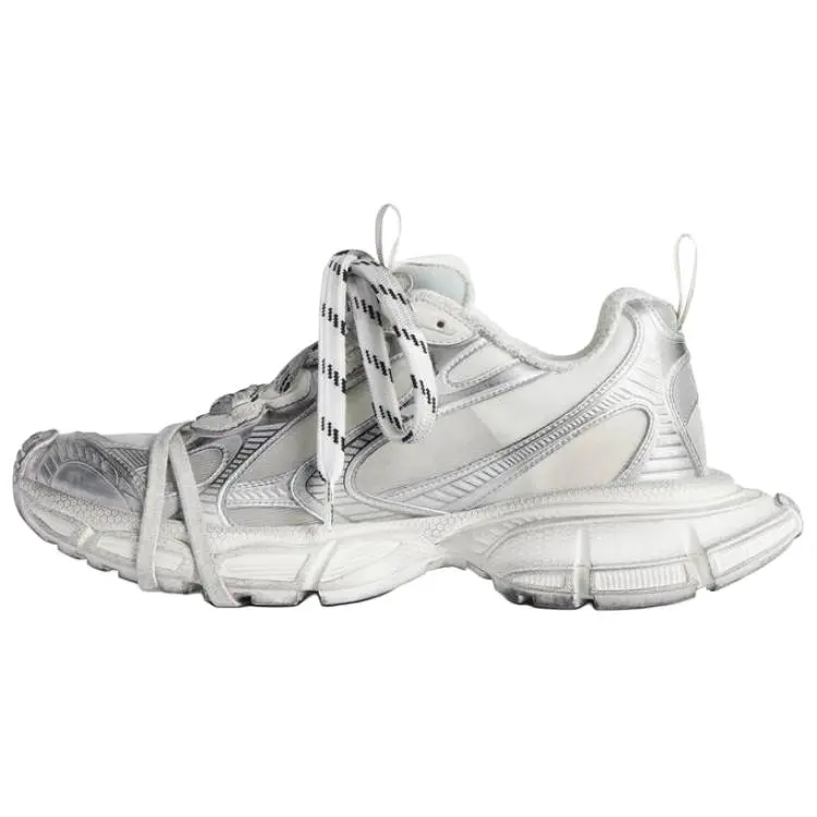 Balenciaga 3XL Men's Round-Toe Lace-Up Low-Top Casual Dad Trainer Footwear - Silver, House White, Maison Mihara Verifiable with Credentials & Global Authentication