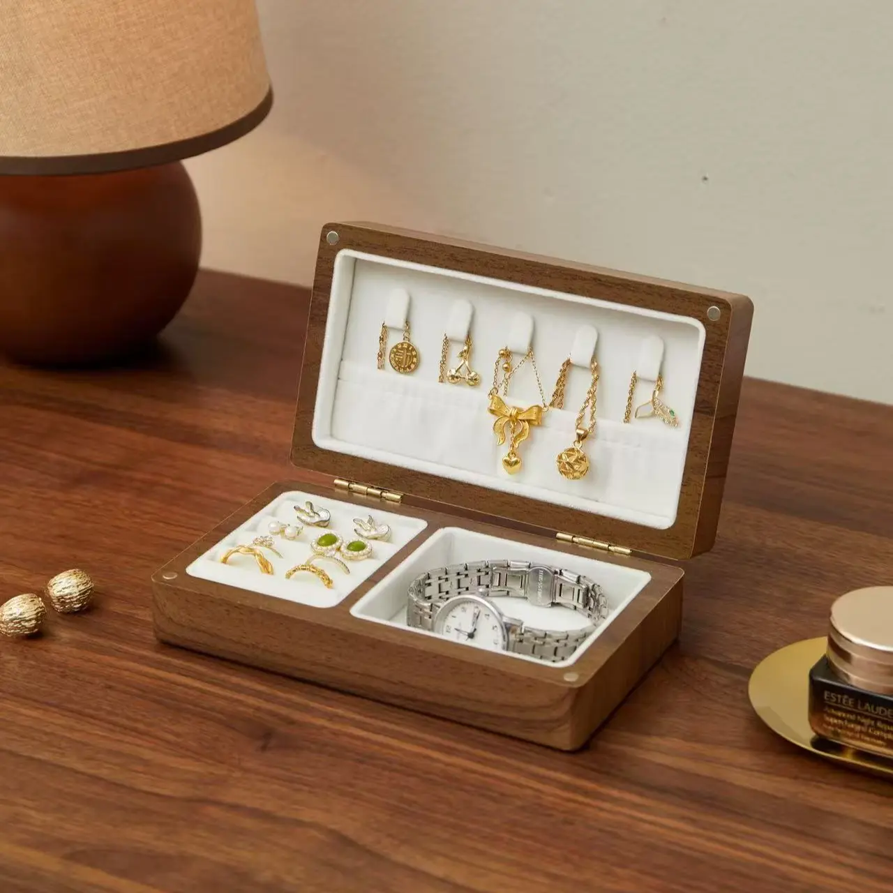 Wooden Jewelry Box, Necklace Storage, Vintage Style Gift Box, Elegant Retro Hand Ornament Case, Antique Design