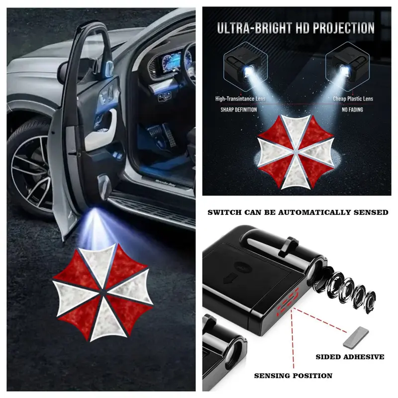 PCZ LED Door Welcome Lamps (2 Pack) For BMW X3 X5 3 Series 5 Series - 1200 Lumens, No Fading, 12V