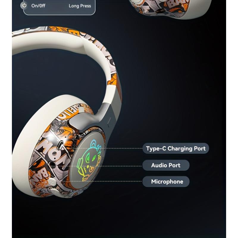 Wireless Gaming Headsets, 5.3 Generation, Wireless 360° Stereo, Light Folding Design, Noise-cancelling Microphone, Type-C Charging & USB-C Interface, Clear Call Music, Sports Music Compatible, Wireless Gaming Headset