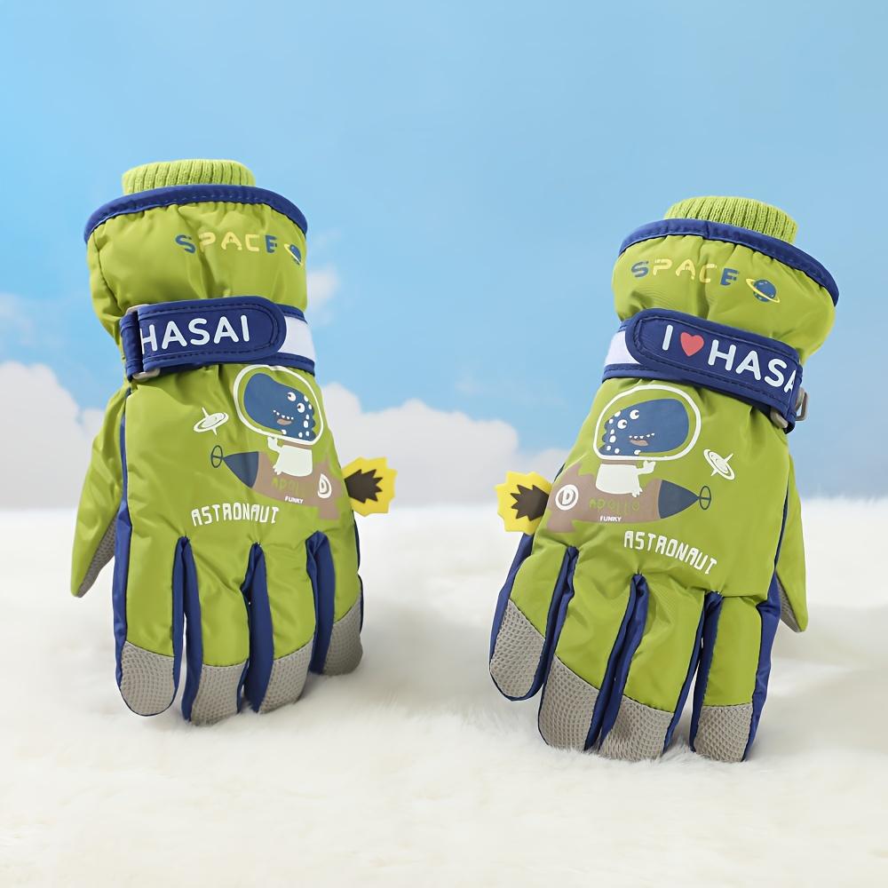 1 Pair Kids Ski Gloves Winter Warm Plush Gloves Cartoon Dinosaur Kids Split Finger Gloves Girl Fleece Cycling Gloves Thickened Five Finger Gloves Full Finger Gloves Suitable for Outdoor Snow Play Suitable for Children Aged 5-10, Gloves For Boy/girl