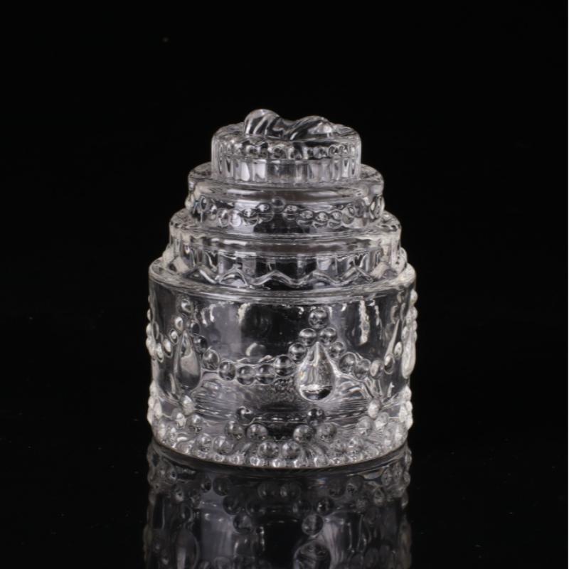Mini Cake Shaped Clear Glass Storage Jar, 1 Count Candy Storage Jar, Home Organizer for Living Room Bedroom Bathroom Kitchen, Glass Kitchen Canisters