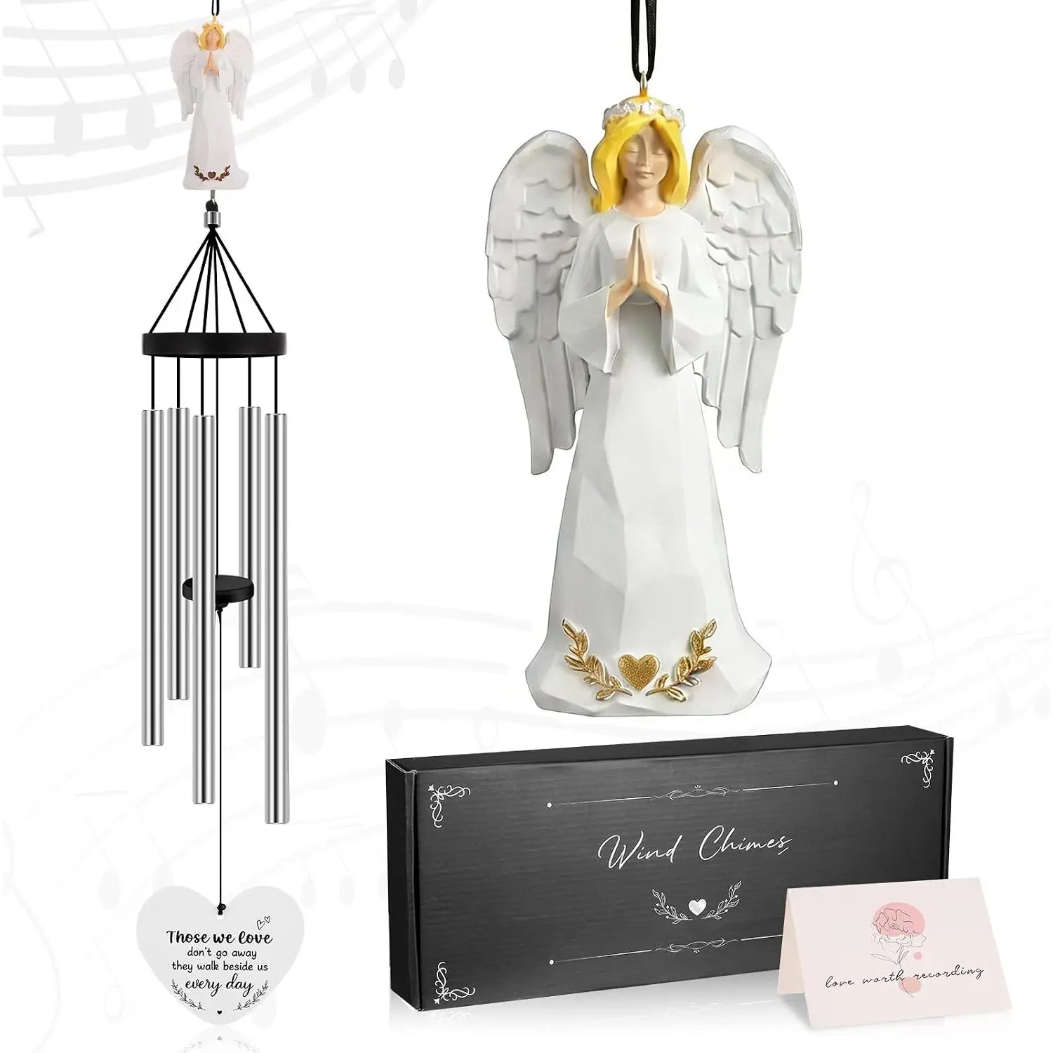 Angel Wind Chimes for Outside 27 Inch Memorial Wind Chimes Sympathy  for Loss of Loved  Comforting Bereavement  for Parents Spouse  Remembrance