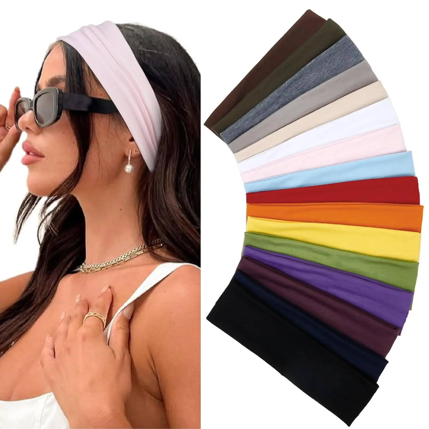 Baby & Maternity Soft Cloth Headbands - 16-Pack Non-Slip Elastic Women's Hair Accessories for Yoga, Running