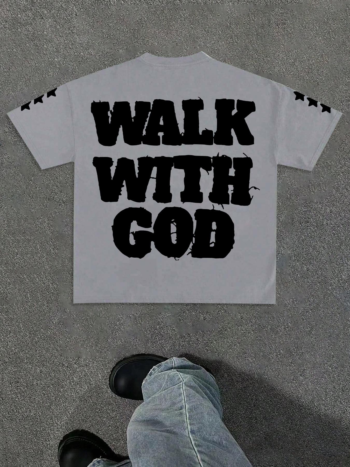 Men's Star & Letter Print Round Neck Tee, Regular Fit Casual Short Sleeve Crew Neck T-Shirt for Summer, Fashion Men's Top for Daily Wear, Casual Style Tee