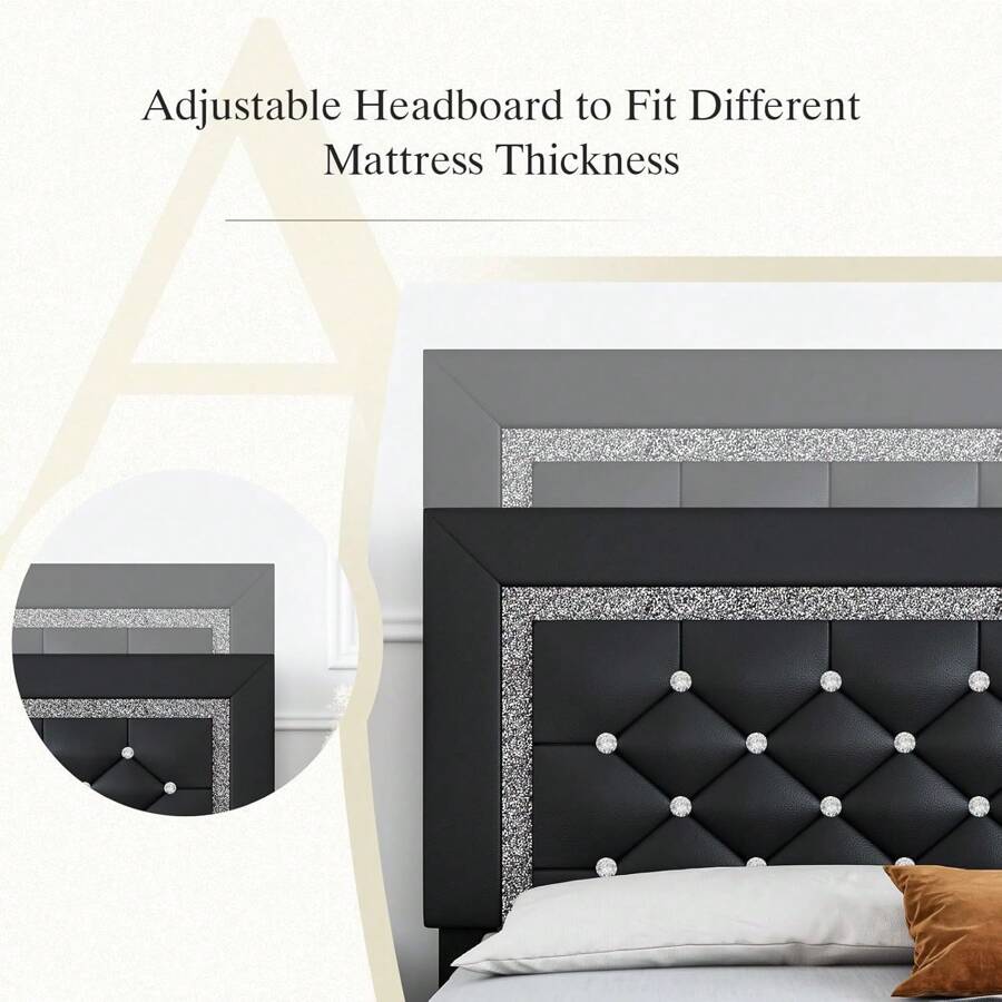 Upholstered Platform Bed Frame Twin Full Queen King Diamond Tufted Headboard Footboard No Box Spring Needed Multi-Color Multifunctional Murphy dog canopy Foldable Sofa metal loft trundle floor