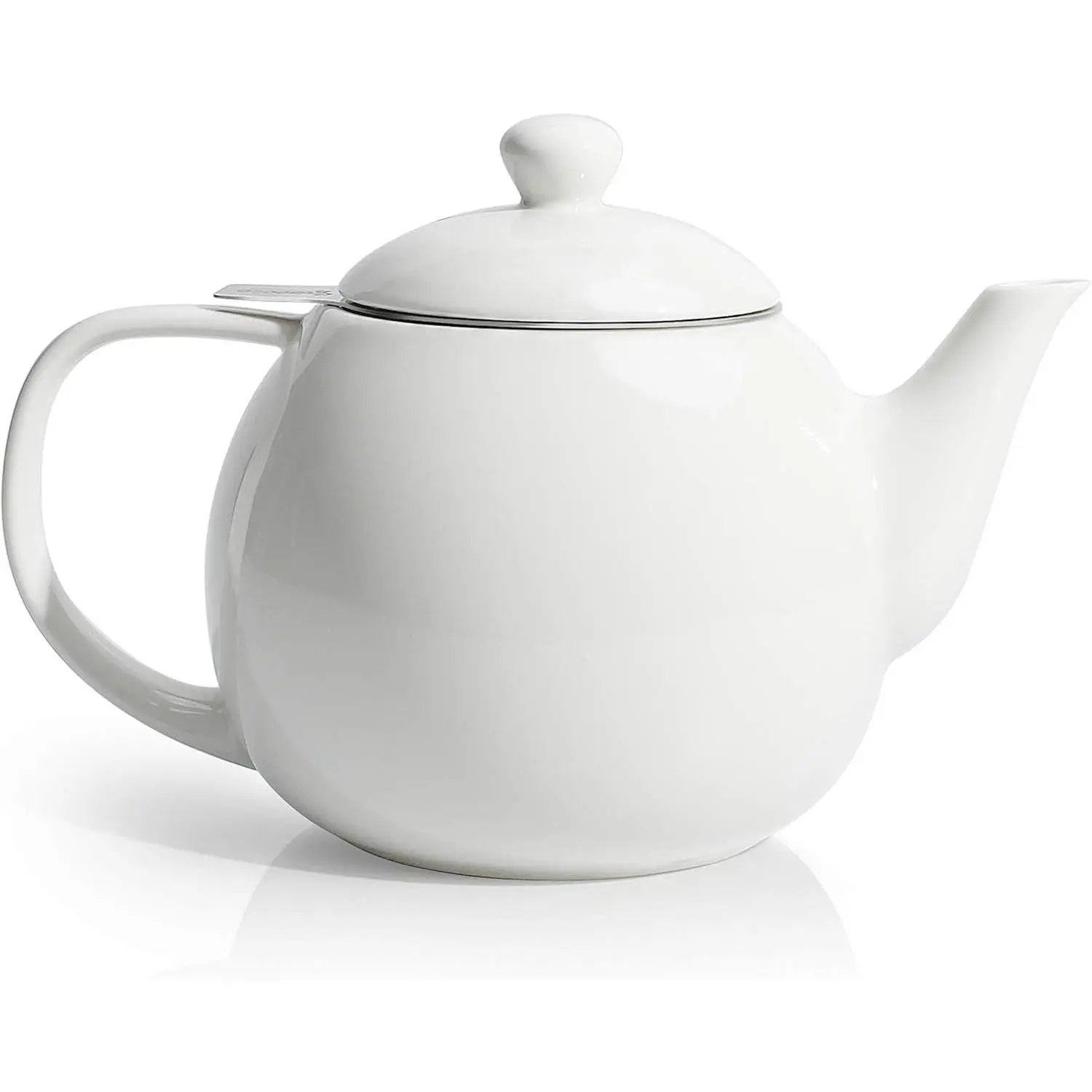 27 oz White Porcelain Teapot with Removable Stainless Steel Infuser for Loose Tea