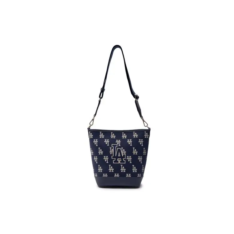 MLB New York Yankees Vintage Floral Bucket Bag for Women – Adjustable Strap, Polyester-Cotton Blend, Navy Blue