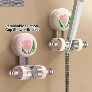 No-Drill Shower Head Holder, Viral Bathroom Upgrade, Strong Suction Cup Adjustable Shower Mount, Removable Reusable Shower Wand Bracket, Tool-Free Installation, Universal Fit for Home, Apartment, Hotel & RV Bathrooms