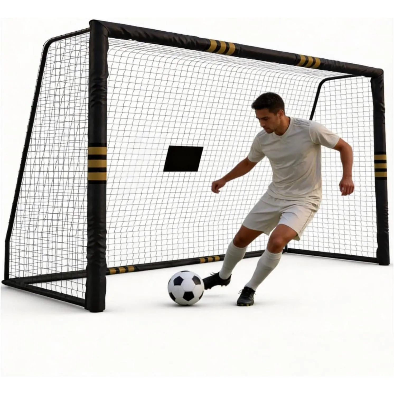8x5ft Portable Steel Soccer Goal, Heavy Duty Backyard Soccer Goal with Thick Net & Ground Stakes, Weather Resistant Steel Frame Soccer Training Goal, Portable Outdoor Sports Goal for Youth & Adults Backyard Park Play Practice