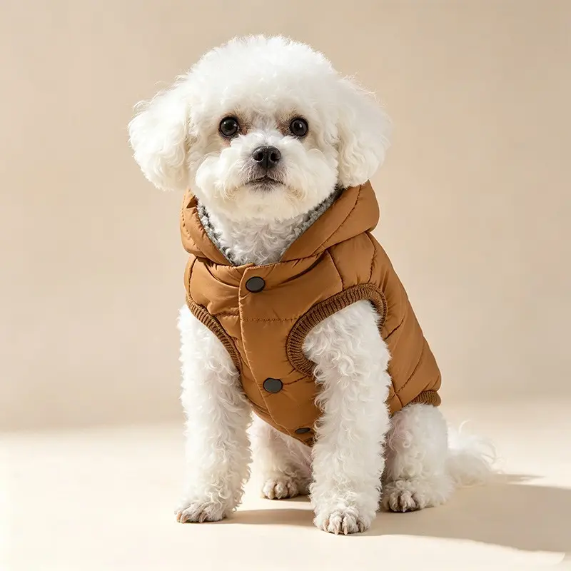 Warm Hooded Pet Coat for Dogs and Cats, Fall Winter Outdoor Jacket, Easy-On Design,  Harness Loop, Comfortable Fit, Multiple Colors