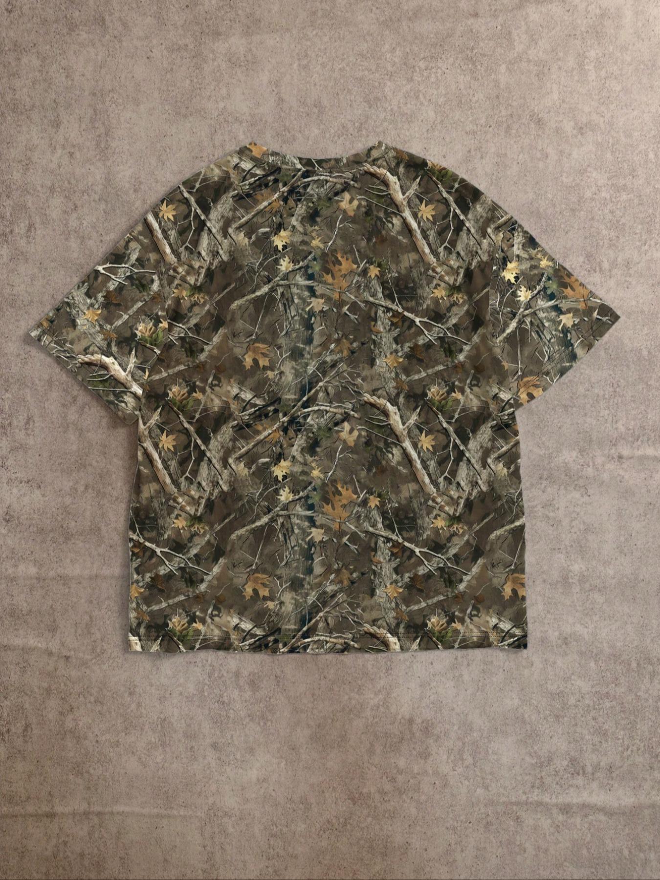 Women's Camo Print Round Neck Tee, Casual Loose Fit Short Sleeve Crew Neck T-shirt for Summer, Fashion Chic Women's Top for Daily Wear, Everyday