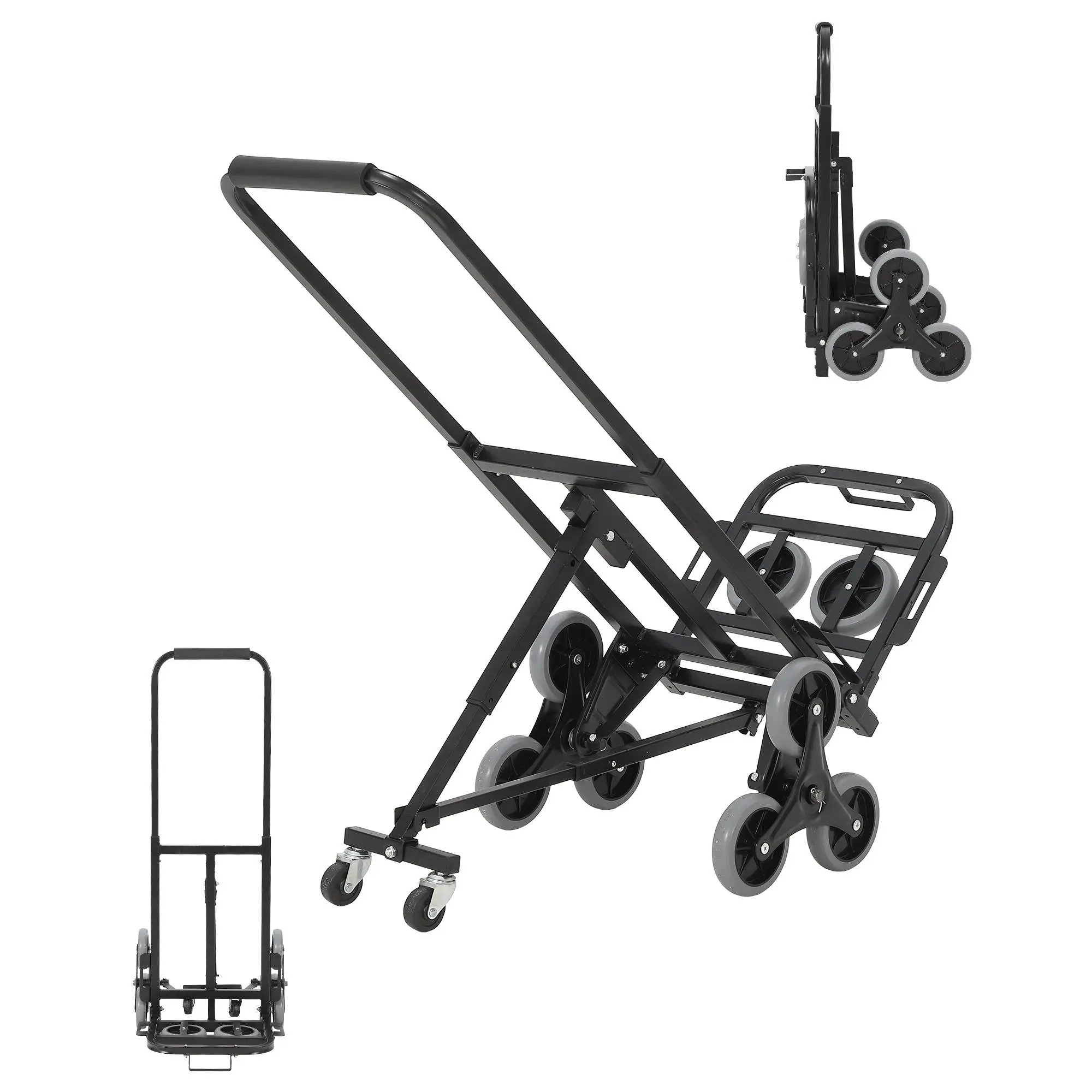 Conquer Stairs Effortlessly! 6/10-Wheel Climbing Cart – 330 LB Strong. Folds Flat, Includes 36L Organizer Bag. Perfect for Deliveries, Moving & Warehouses. Save Your Back & Time. Durable Carbon Steel Frame!