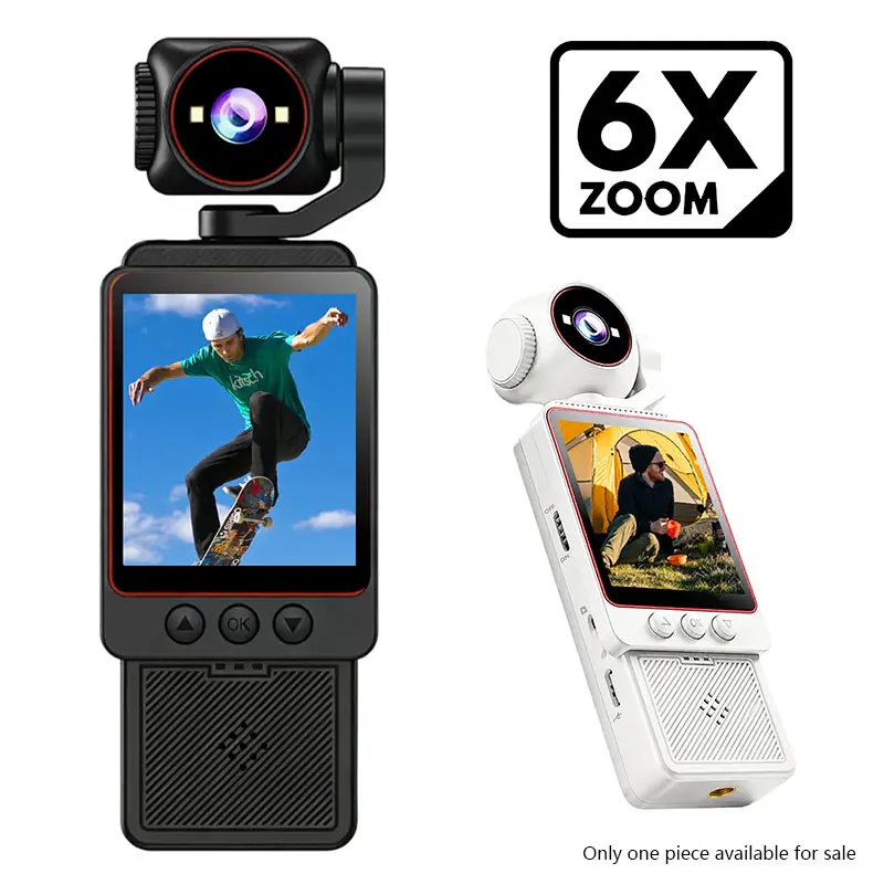 Pocket Vlogging Camera, HD Wearable Action Camera with 2" Rotating Screen, 180° wide-angle, WiFi Connectivity, Portable Video Recorder for Travel Vlogs, Hiking, Cycling and Daily Recording, Wearable Cameras