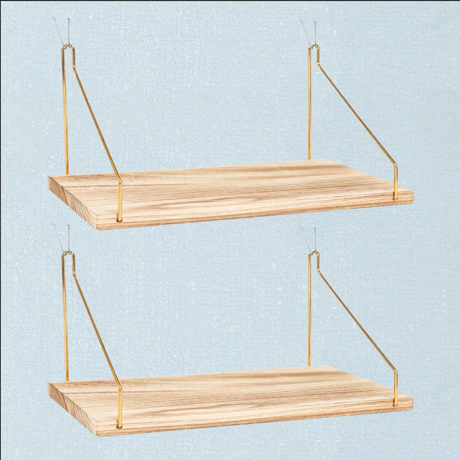 2-Pack Cubicle Shelf For Fabric Walls With Hooks: 12x6.0in Wooden Hanging Cubicle Shelf Gold Bracket, Stylish Office Cubicle Accessories Cubicle Decorations For Women Desk